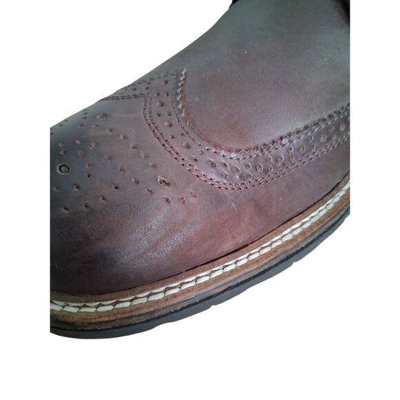 John Varvatos Mens size 13M Leather Brogue Lace-Up Wingtip Casual Preppy Boots - Picture 3 of 13